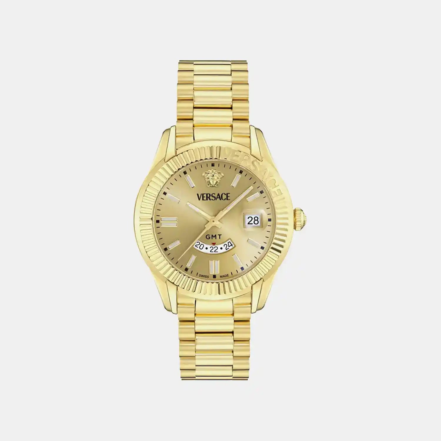 Apodis Men Quartz Gold Dial Analog Stainless Steel Watch VE0U00525