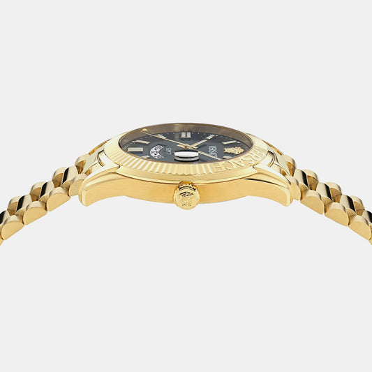 Versace Apodis (Wc-0U) Men Quartz Black Dial Analog Stainless Steel Watch VE0U00625