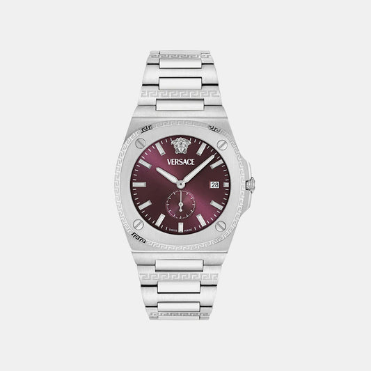 Versace Tolomeo (Wc-0V) Men Quartz Burgundy Dial Analog Stainless Steel Watch VE0V00125