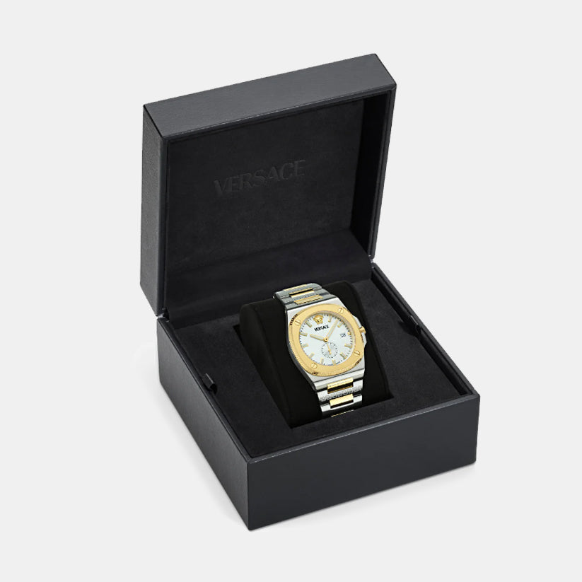 Versace Tolomeo (Wc-0V) Men Quartz White Dial Analog Stainless Steel Watch VE0V00325