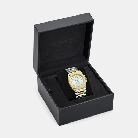 Versace Tolomeo (Wc-0V) Men Quartz White Dial Analog Stainless Steel Watch VE0V00325