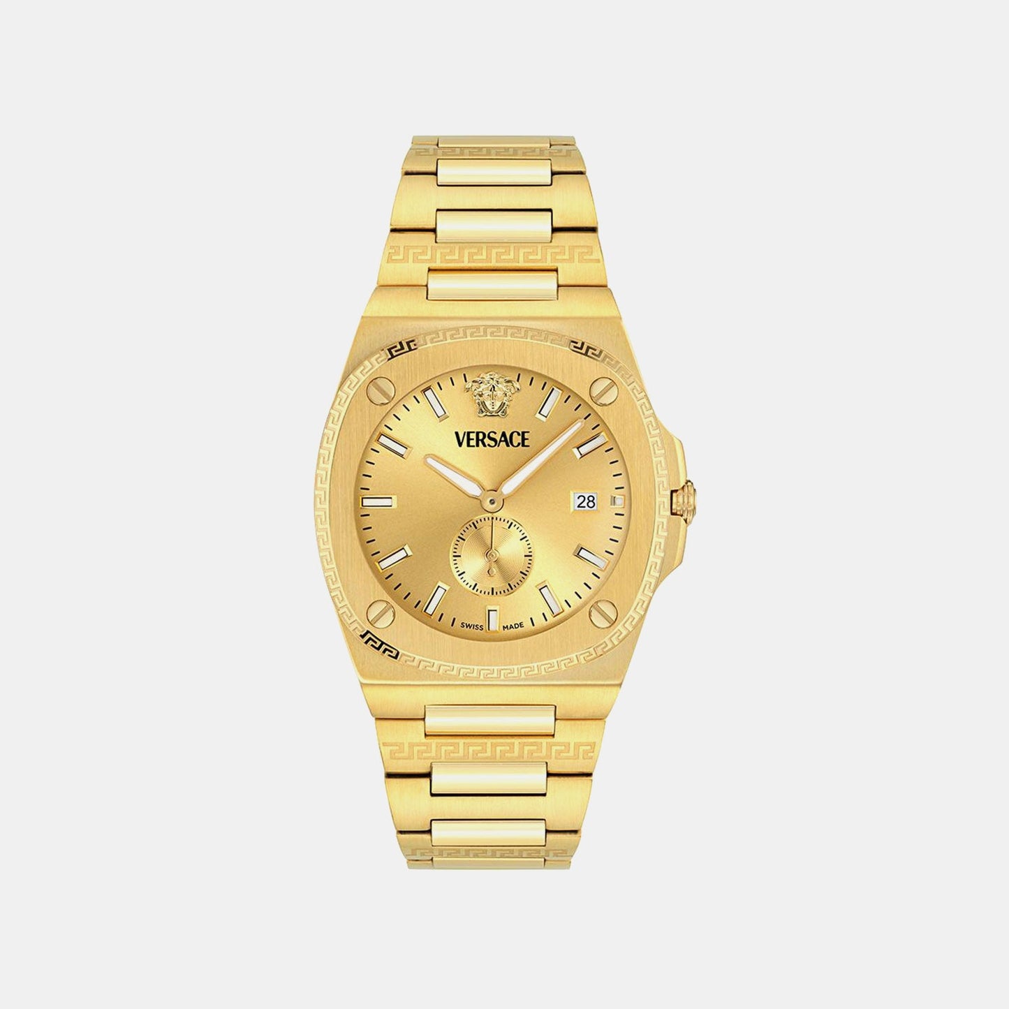 Versace Tolomeo (Wc-0V) Men Quartz Gold Dial Analog Stainless Steel Watch VE0V00525