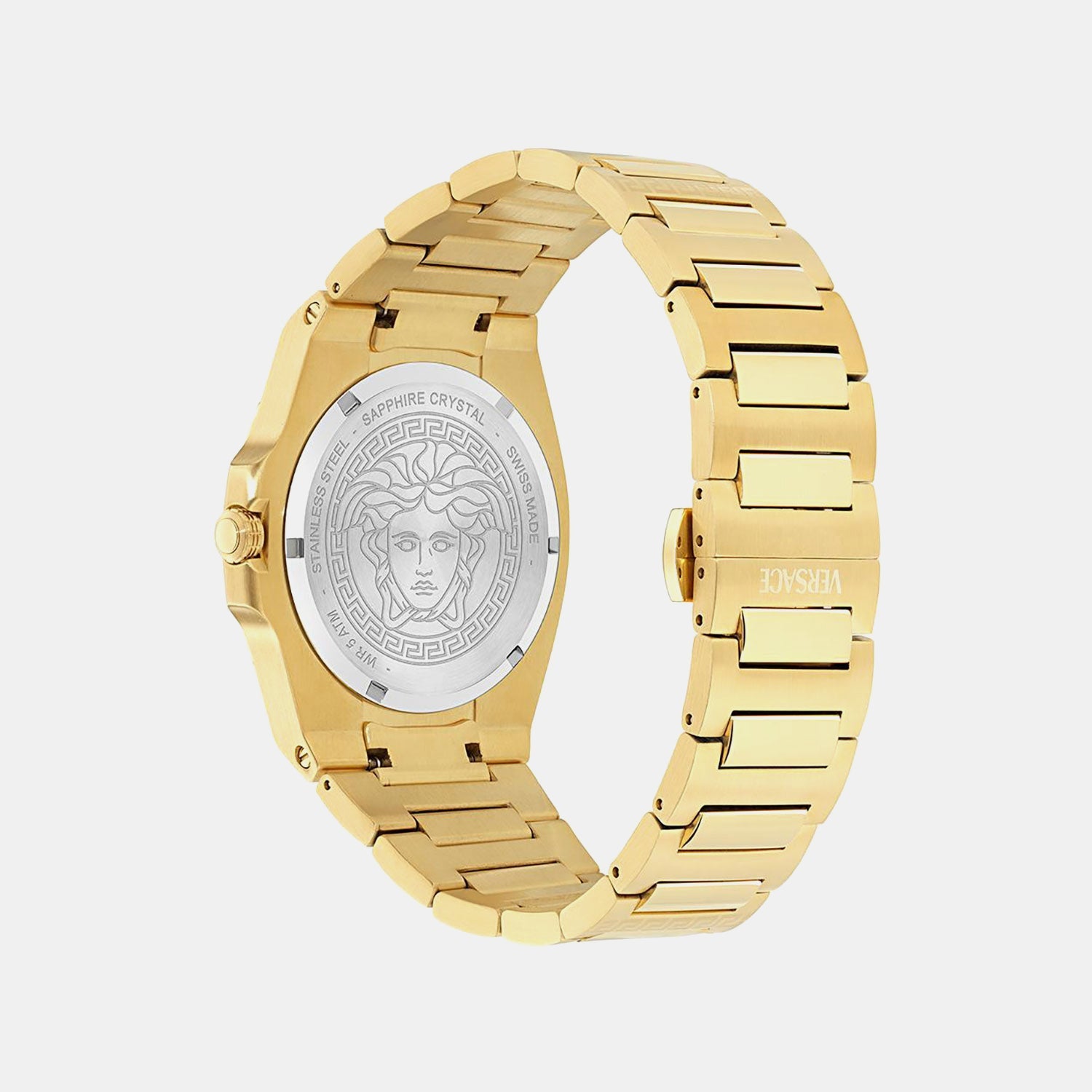 Versace Tolomeo (Wc-0V) Men Quartz Gold Dial Analog Stainless Steel Watch VE0V00525