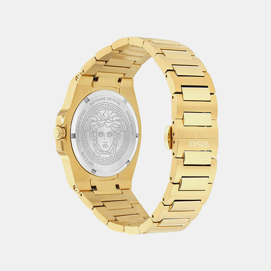 Versace Tolomeo (Wc-0V) Men Quartz Gold Dial Analog Stainless Steel Watch VE0V00525