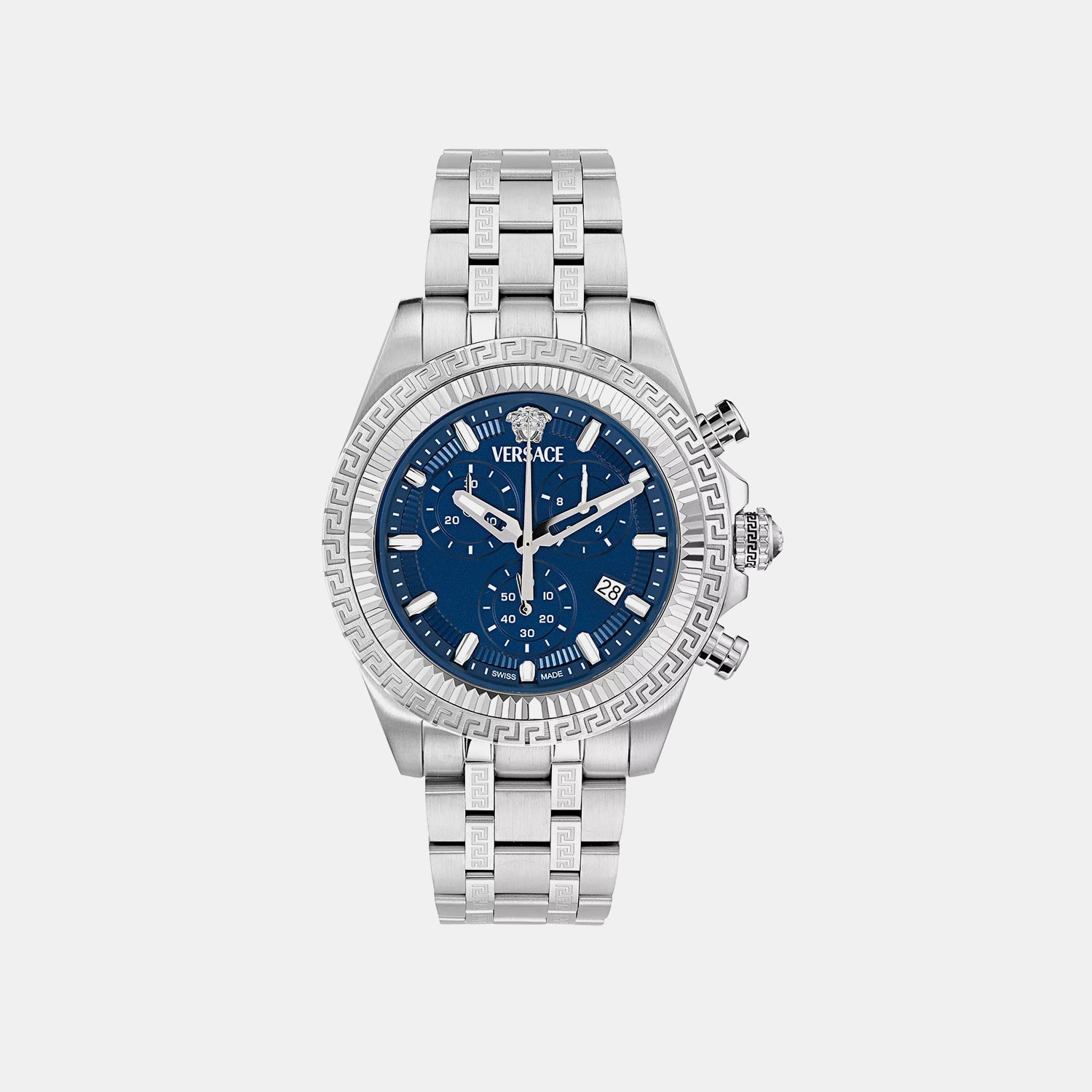 Versace Fornax (Wc-0W) Men Quartz Blue Dial Chronograph Stainless Steel Watch VE0W00325