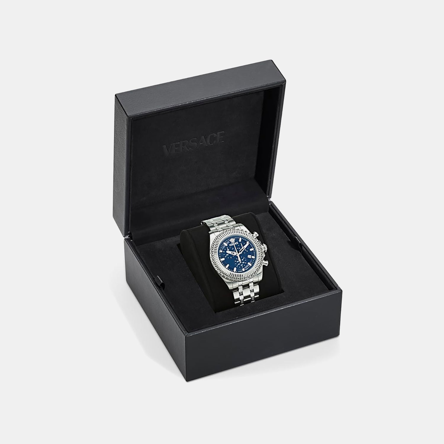 Versace Fornax (Wc-0W) Men Quartz Blue Dial Chronograph Stainless Steel Watch VE0W00325