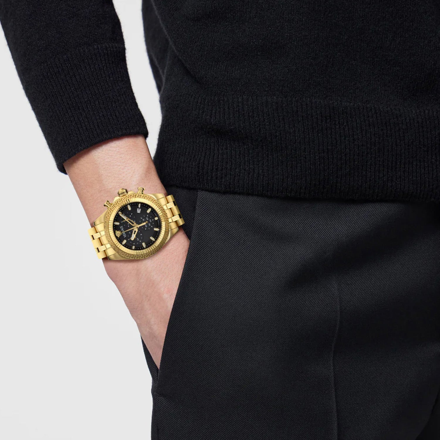 Versace Fornax (Wc-0W) Men Quartz Black Dial Chronograph Stainless Steel Watch VE0W00525
