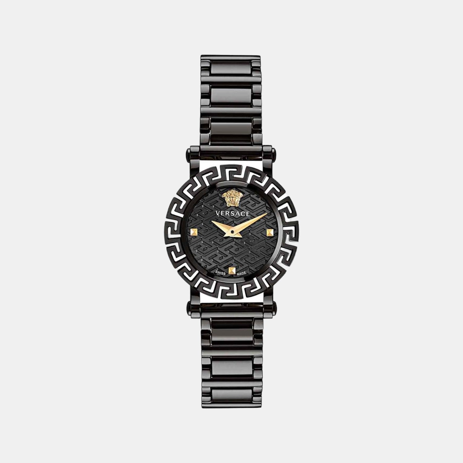 Greca Women Quartz Black Dial Analog Stainless Steel Watch VE2Q00522