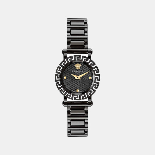 Greca Women Quartz Black Dial Analog Stainless Steel Watch VE2Q00522