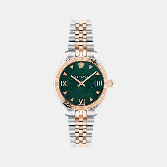 Hellenyium Women Quartz Green Dial Analog Stainless Steel Watch VE2S00422