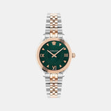 Hellenyium Women Quartz Green Dial Analog Stainless Steel Watch VE2S00422