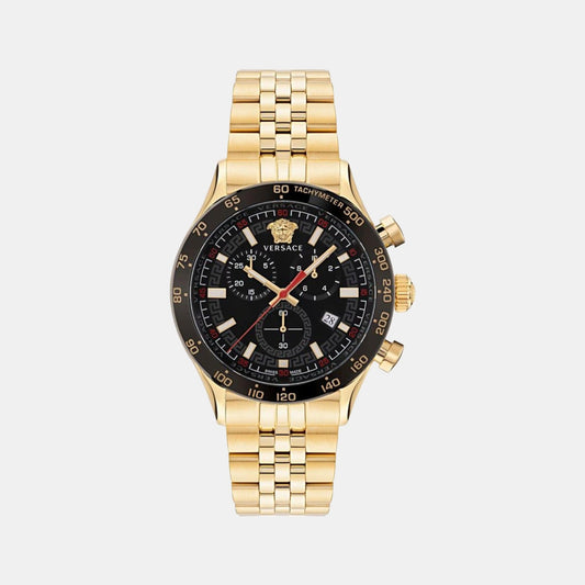 Hellenyium Men Quartz Black Dial Chronograph Stainless Steel Watch VE2U00622