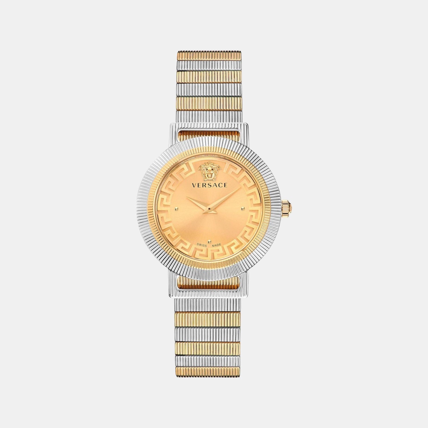 Greca Women Quartz Gold Dial Analog Stainless Steel Watch VE3D00422
