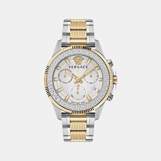 Greca Men Quartz Silver Dial Chronograph Stainless Steel Watch VE3J00522