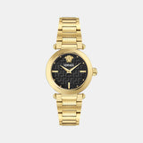 Greek Women Quartz Black Dial Analog Stainless Steel Watch VE5B00625