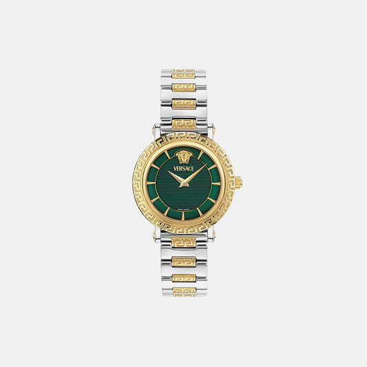 Greca Women Quartz Green Dial Analog Stainless Steel Watch VE5L00426