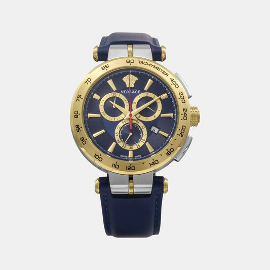 Aion Men Quartz Blue Dial Chronograph Leather Watch VE6CA0223
