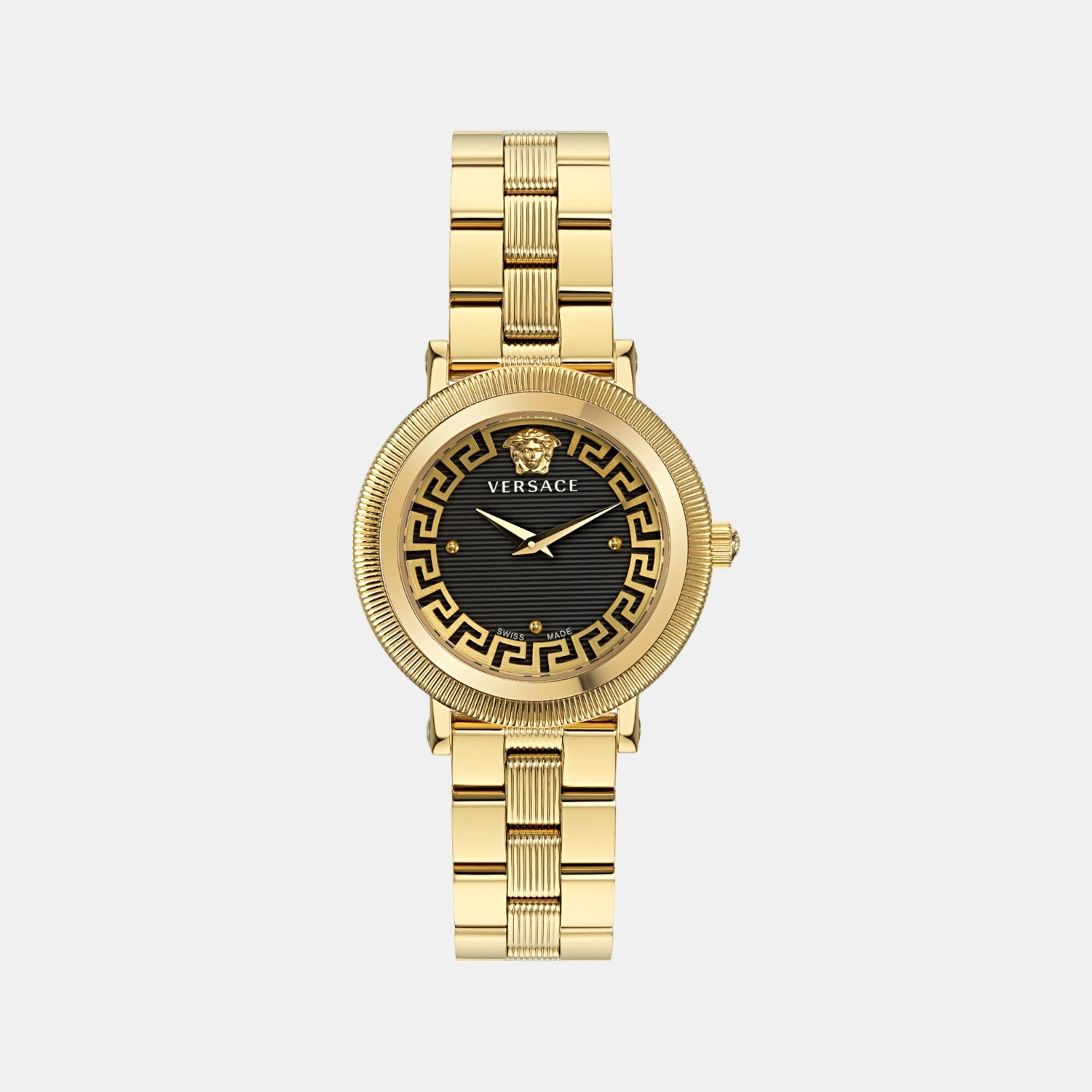 Greca Flourish Women Quartz Black Dial Analog Stainless Steel Watch VE7F00623