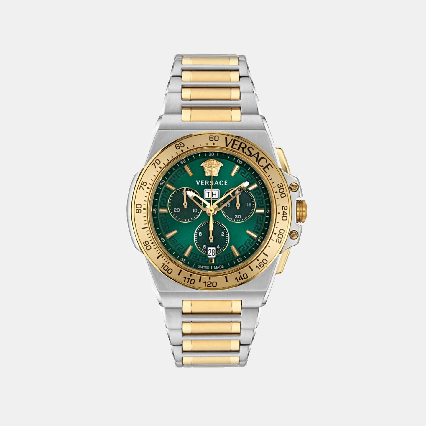 Greca Men Quartz Green Dial Chronograph Stainless Steel Watch VE7H00523