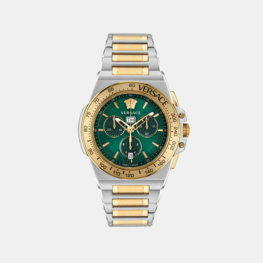 Greca Men Quartz Green Dial Chronograph Stainless Steel Watch VE7H00523