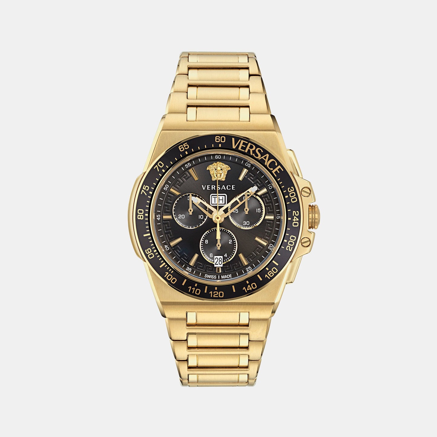 Greca Men Quartz Black Dial Chronograph Stainless Steel Watch VE7H00623