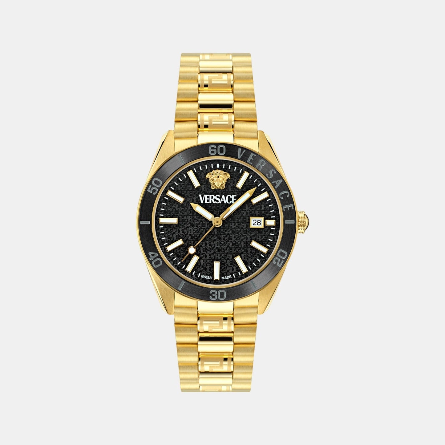 V Dome Men Quartz Black Dial Analog Stainless Steel Watch VE8E00624