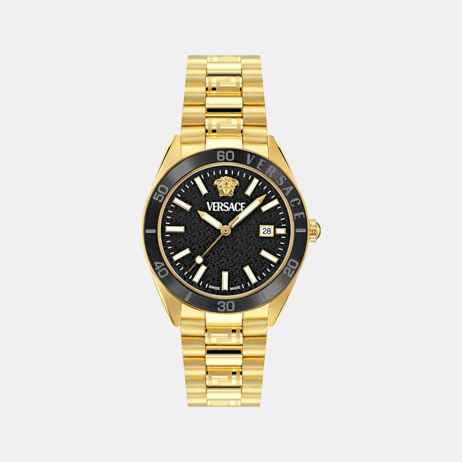 V Dome Men Quartz Black Dial Analog Stainless Steel Watch VE8E00624