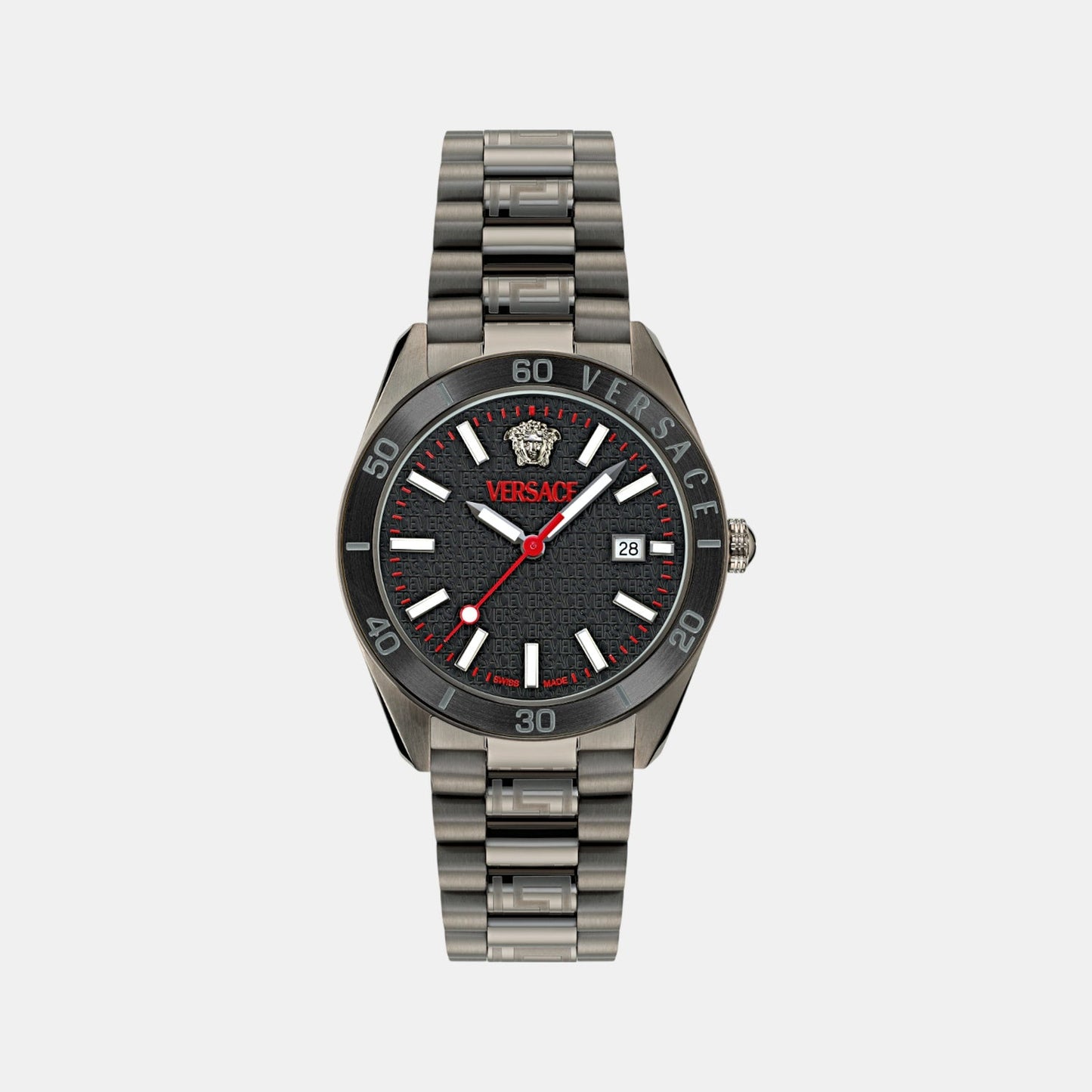 V Dome Men Quartz Black Dial Analog Stainless Steel Watch VE8E00724