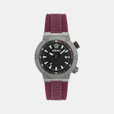 Greca Logo Men Quartz Black Dial Analog Stainless Steel Watch VE8G00224