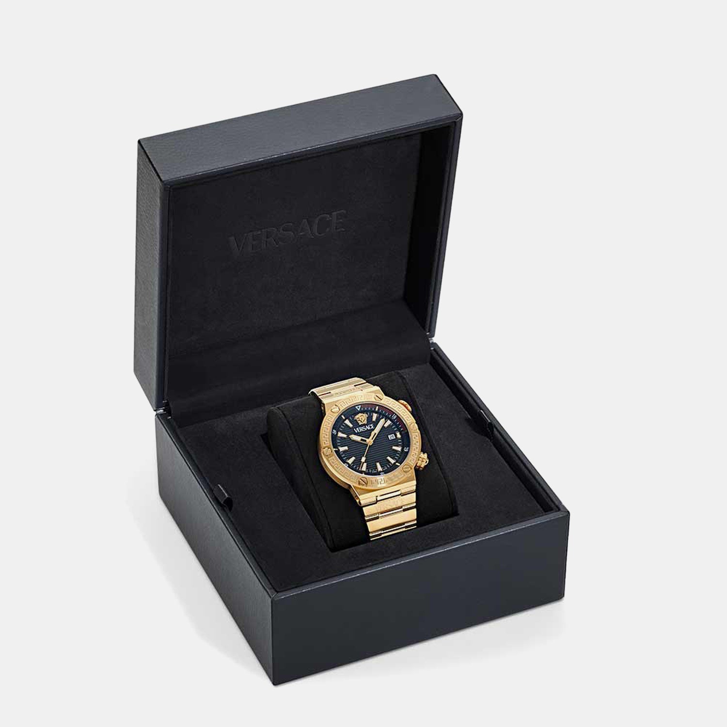 Greca Logo Diver(Wc-8G) Men Quartz Black Dial Analog Stainless Steel Watch VE8G00624