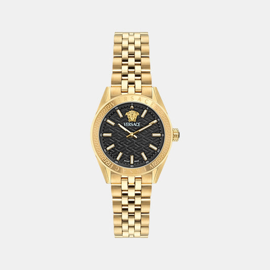 V-Code Women Quartz Black Dial Analog Stainless Steel Watch VE8I00724