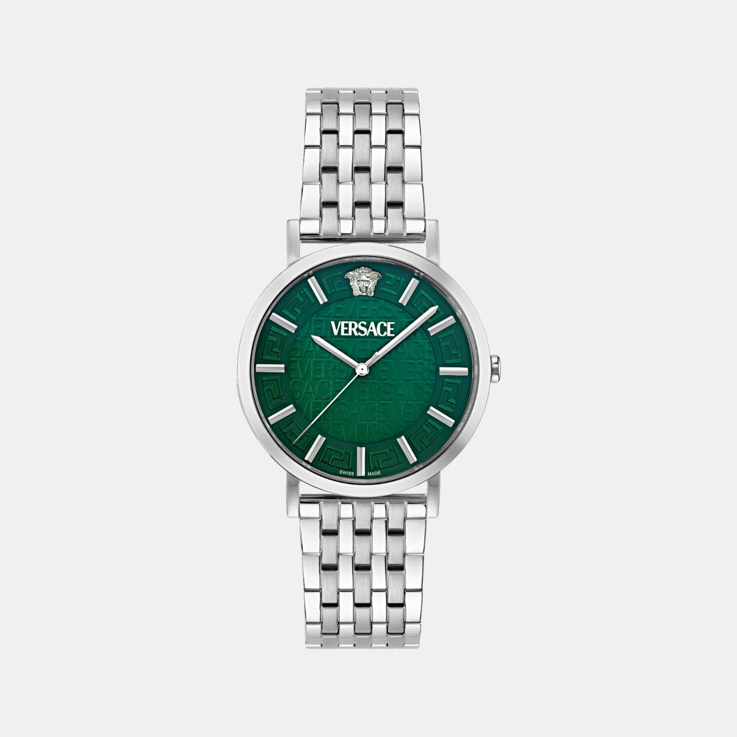 Greca Slim Men Quartz Green Dial Analog Stainless Steel Watch VE8Q00324