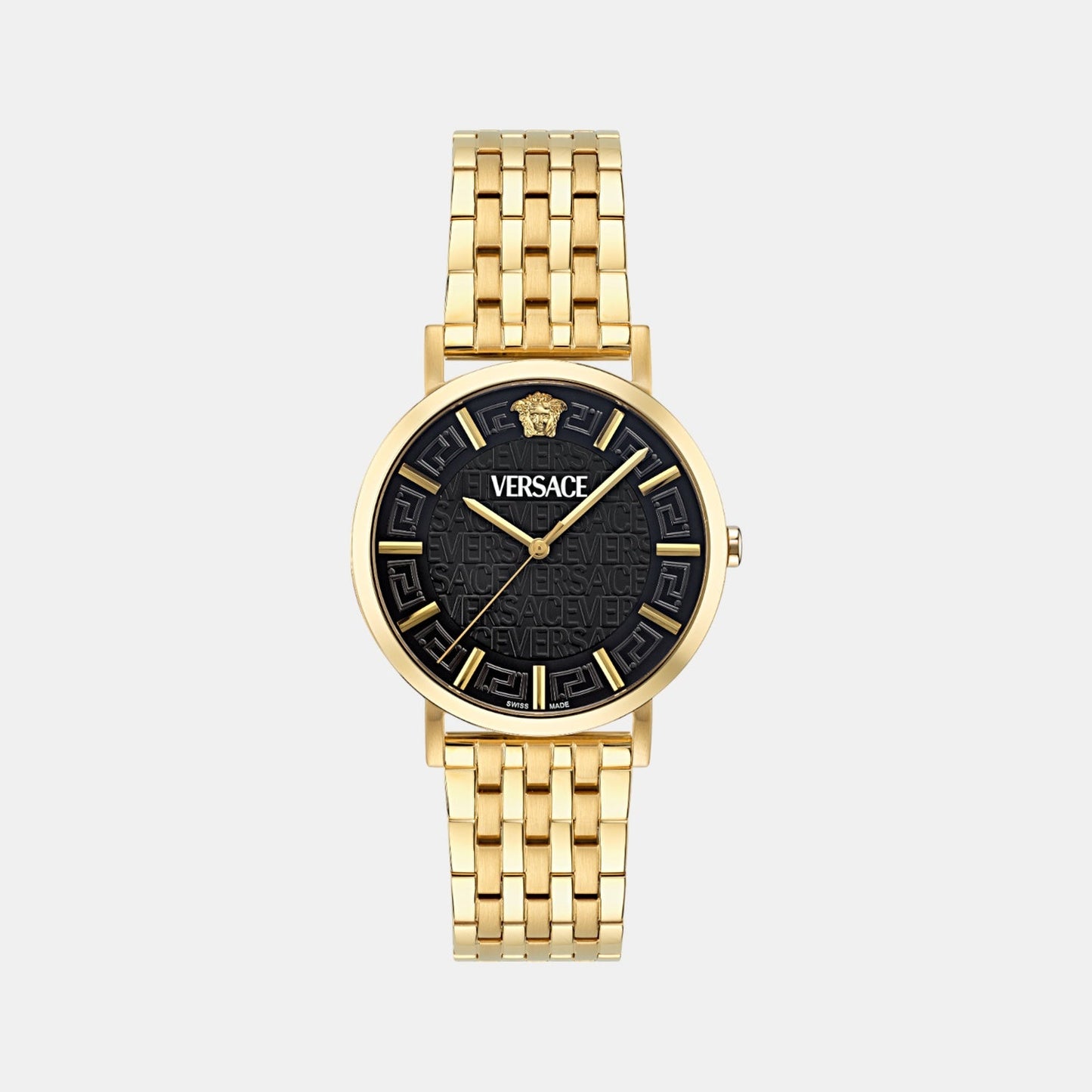 Greca Slim Men Quartz Black Dial Analog Stainless Steel Watch VE8Q00524