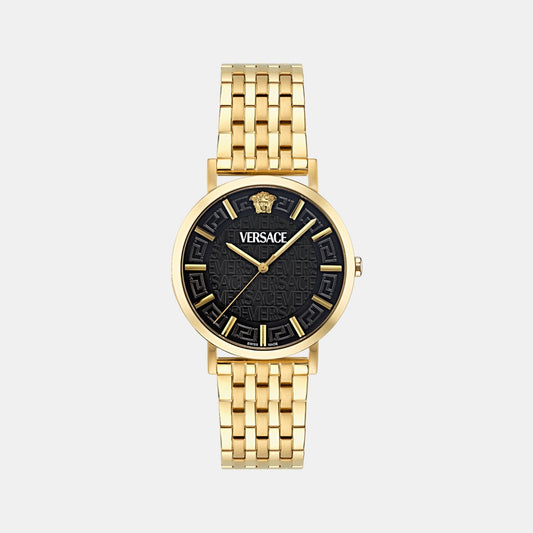Greca Slim Men Quartz Black Dial Analog Stainless Steel Watch VE8Q00524