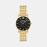 Greca Slim Men Quartz Black Dial Analog Stainless Steel Watch VE8Q00524
