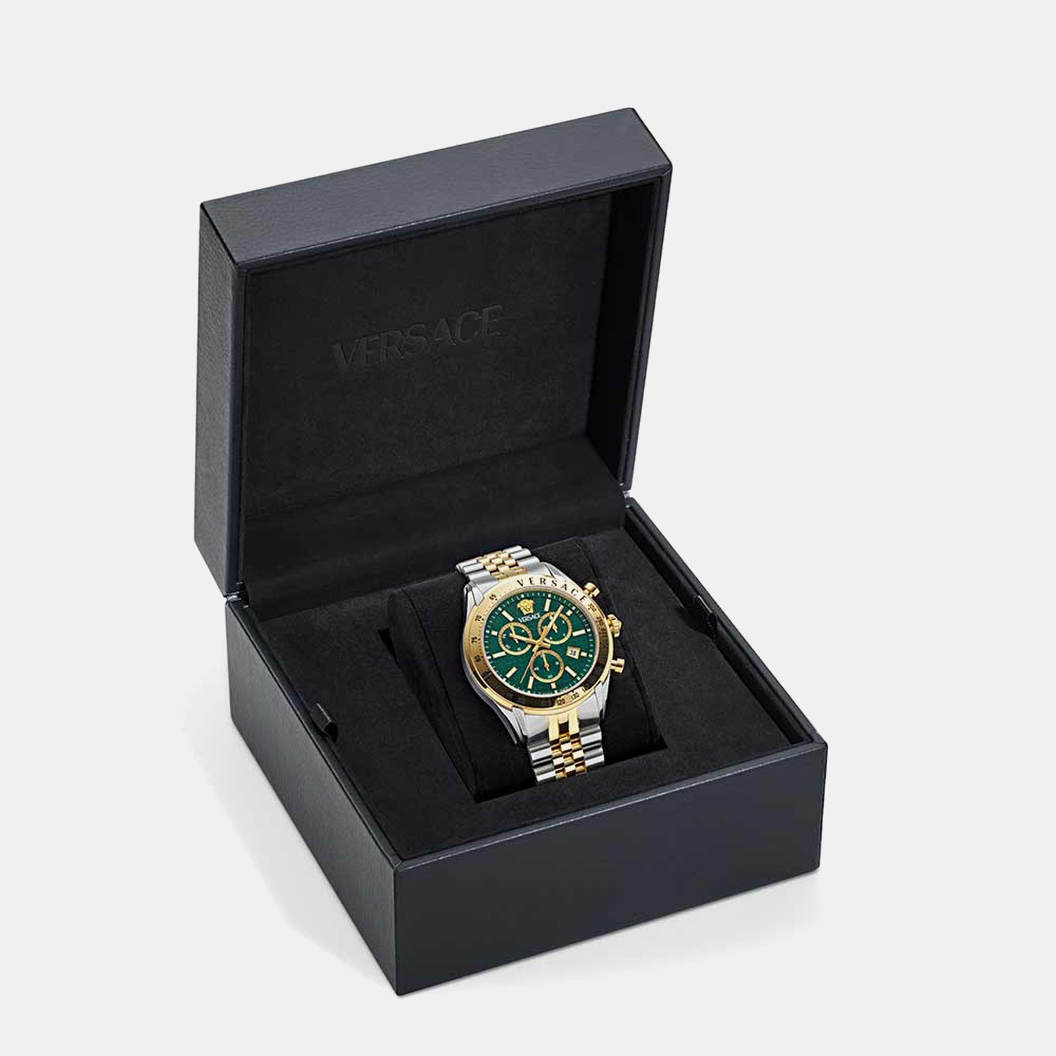 Men Quartz Green Dial Chronograph Stainless Steel Watch VE8R00524