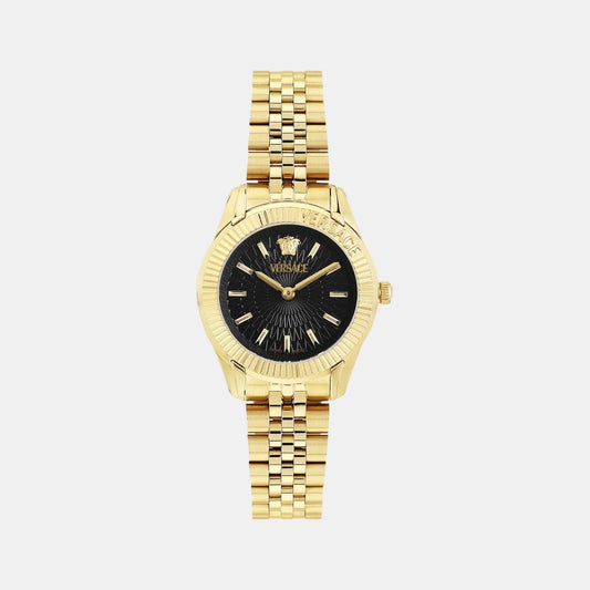 Greca Time Women Quartz Black Dial Analog Stainless Steel Watch VE9CA0424