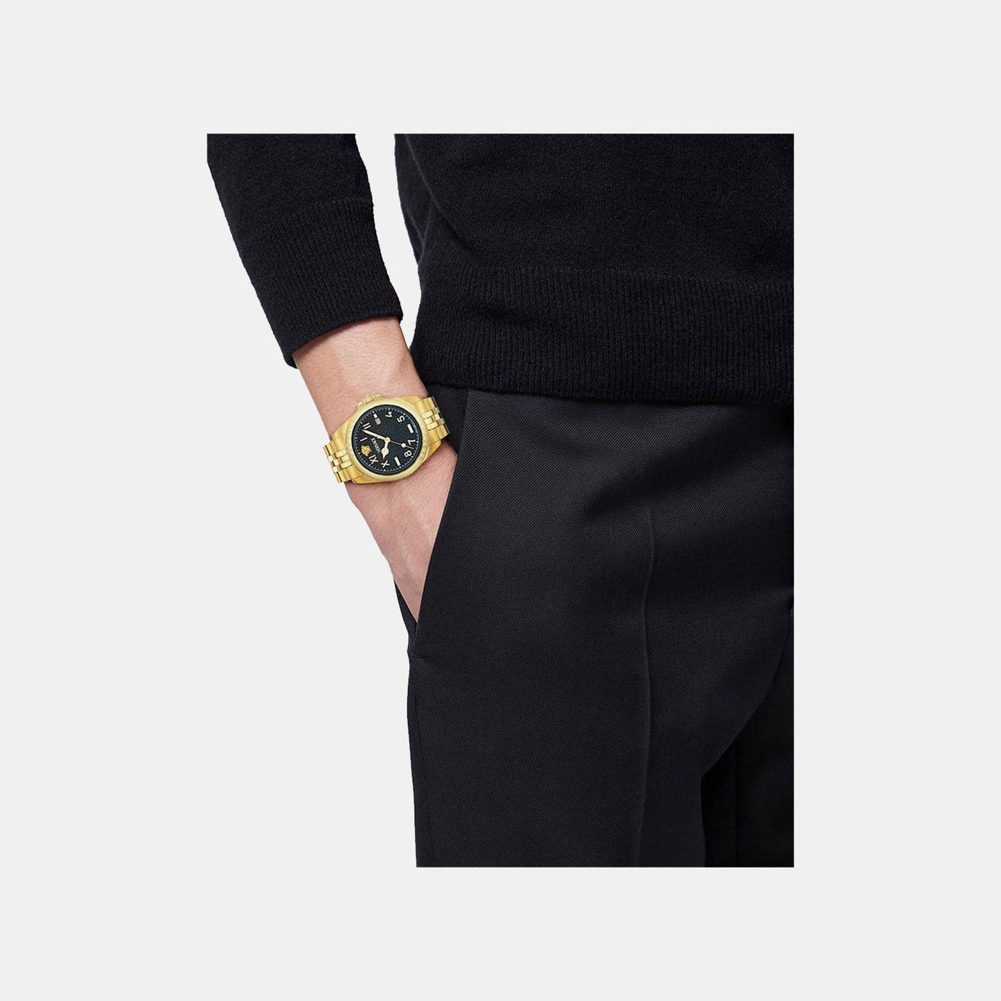 Versace Anteo (Wc-9H) Men Quartz Black Dial Analog Stainless Steel Watch VE9H00624