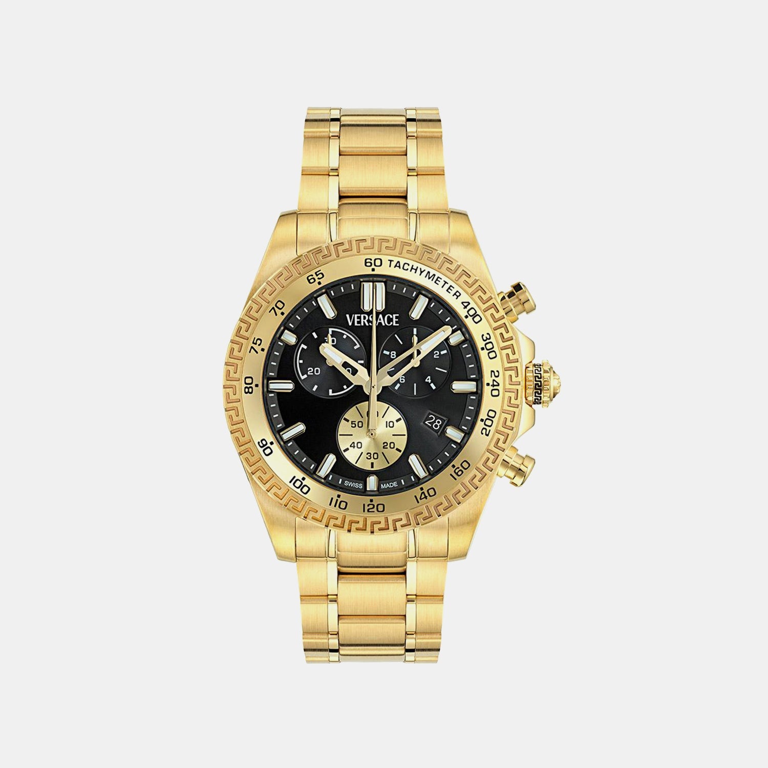 Men Quartz Black Dial Chronograph Stainless Steel Watch VE9K00524