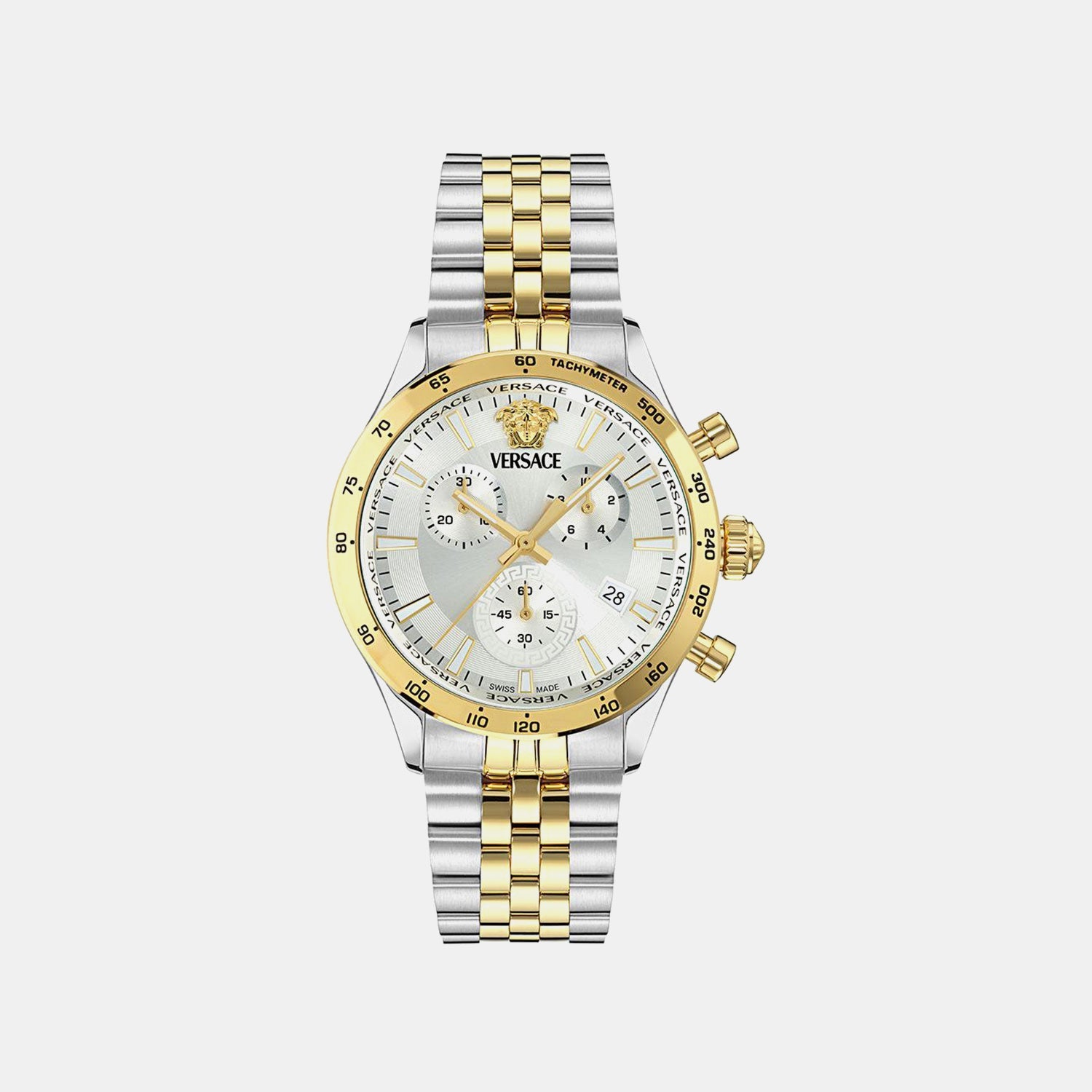 Men Quartz Silver White Dial Chronograph Stainless Steel Watch VECFA0324