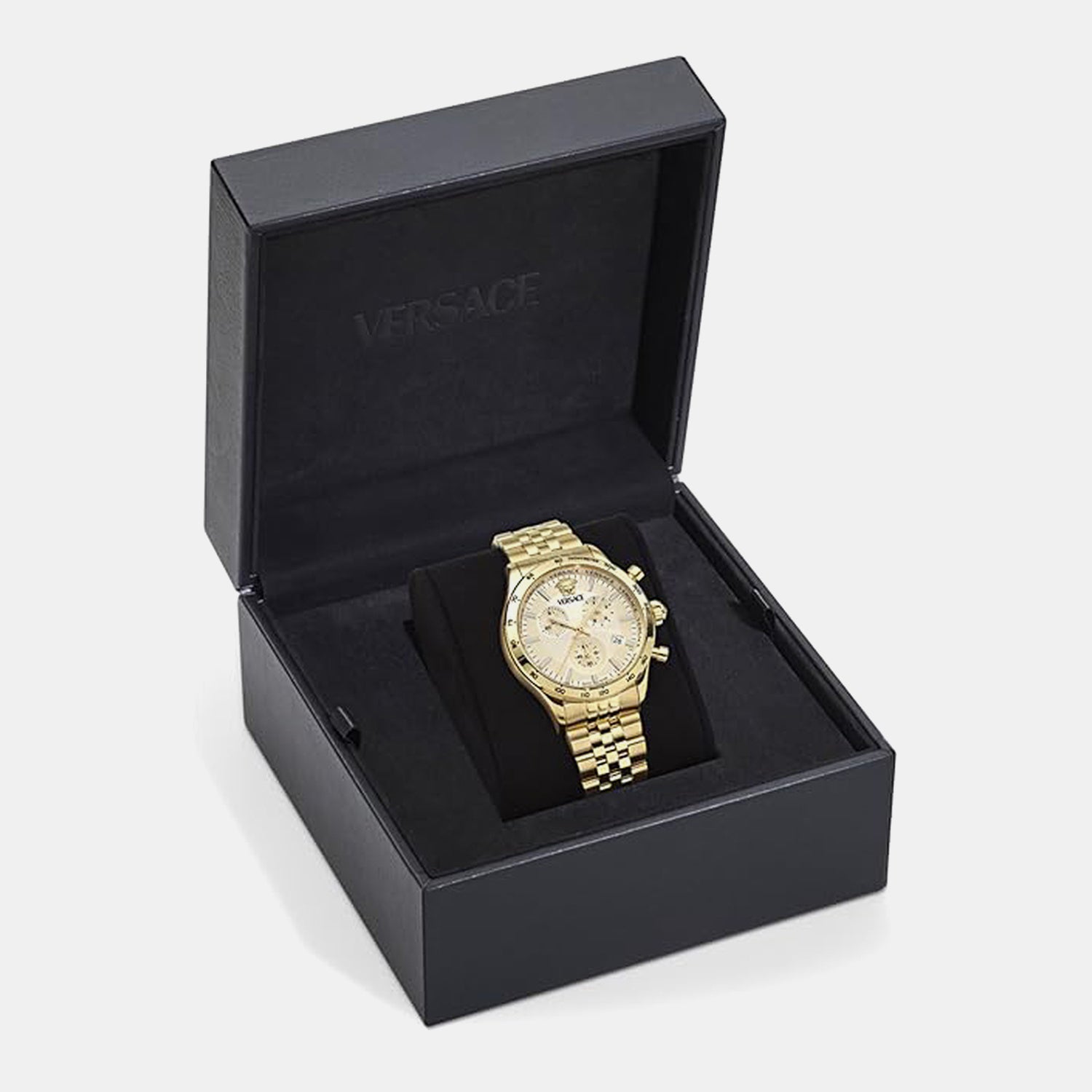 Men Quartz Gold Dial Chronograph Stainless Steel Watch VECFA0424