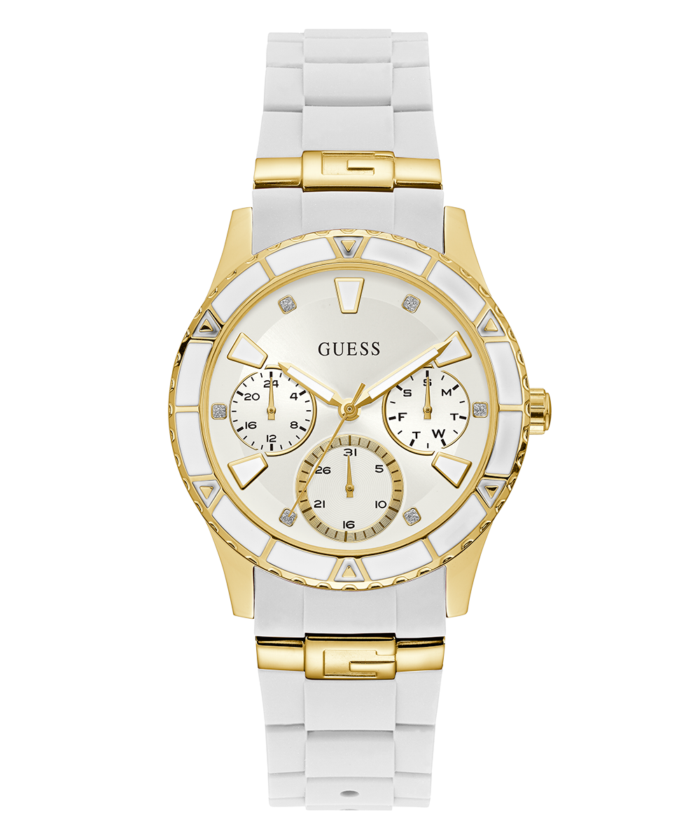GUESS Ladies White Gold Tone Multi-function Watch