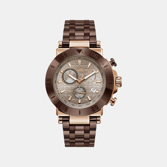 Gc Sportchic Men Quartz Beige Dial Chronograph Stainless Steel Watch Y70010G1