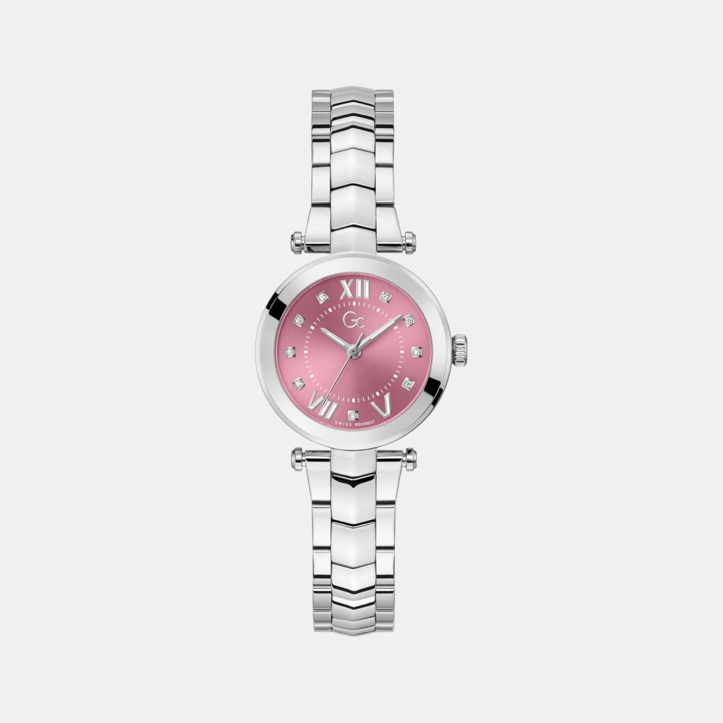 Gc Dress Women Quartz Pink Dial Analog Stainless Steel Watch Y93008L3