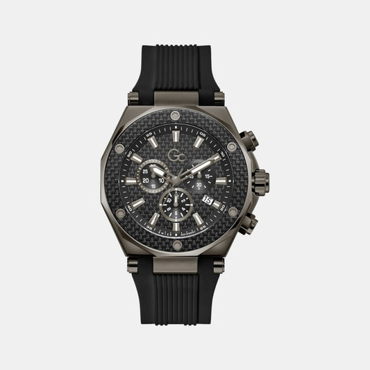 Sportchic Men Quartz Black Dial Chronograph Silicone Watch Z18009G2
