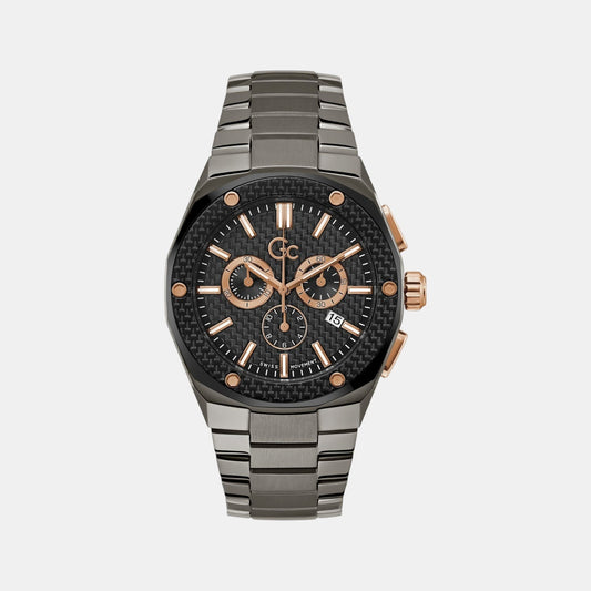 Fiber Men Quartz Black Dial Chronograph Stainless Steel Watch Z37002G2MF