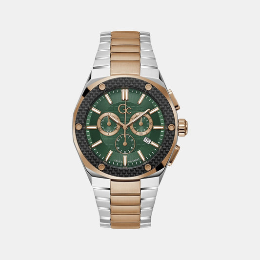 Fiber Men Quartz Green Dial Chronograph Stainless Steel Watch Z37003G3MF