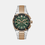 Fiber Men Quartz Green Dial Chronograph Stainless Steel Watch Z37003G3MF