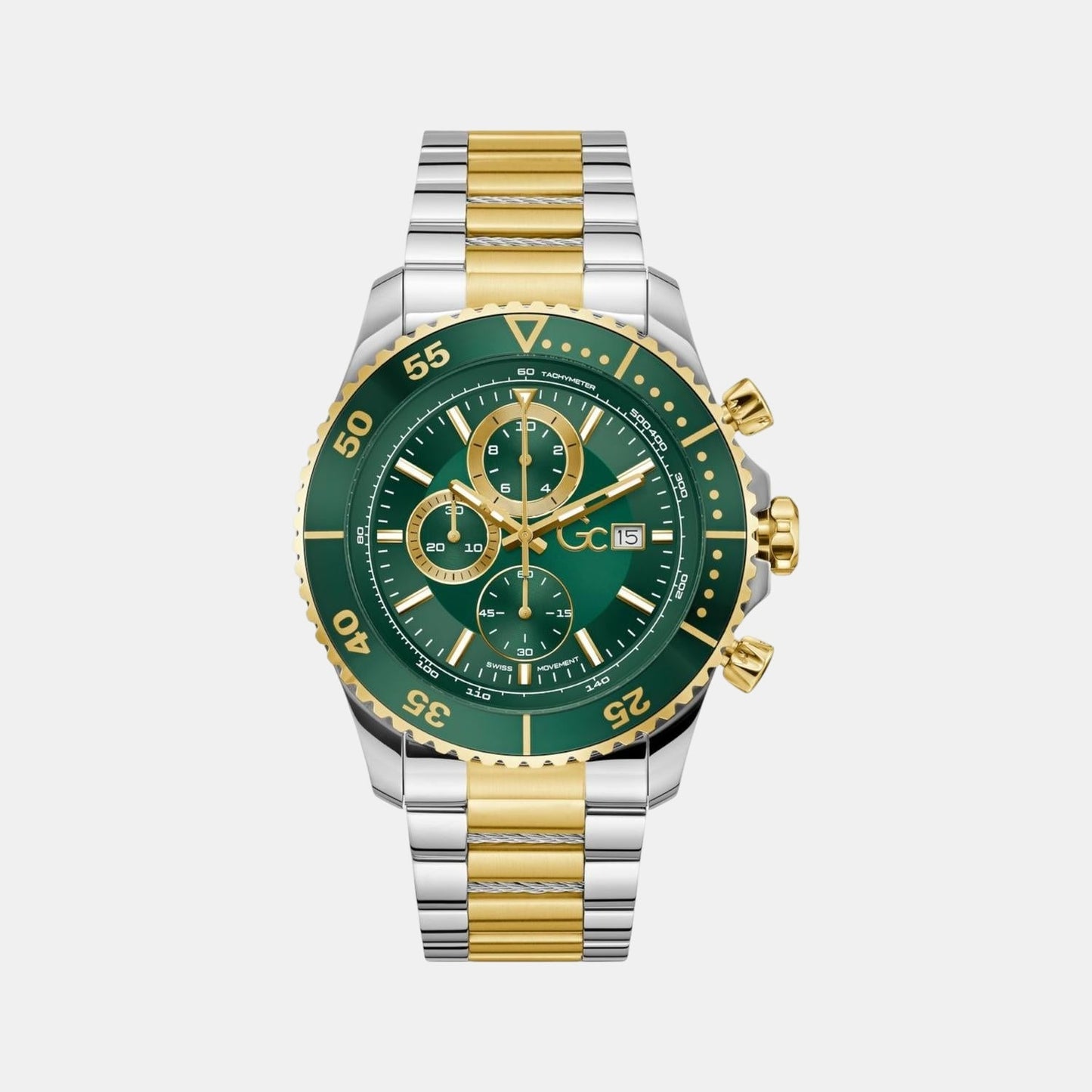 Gc Sportchic Women Quartz Green Dial Chronograph Stainless Steel Watch Z51006G9