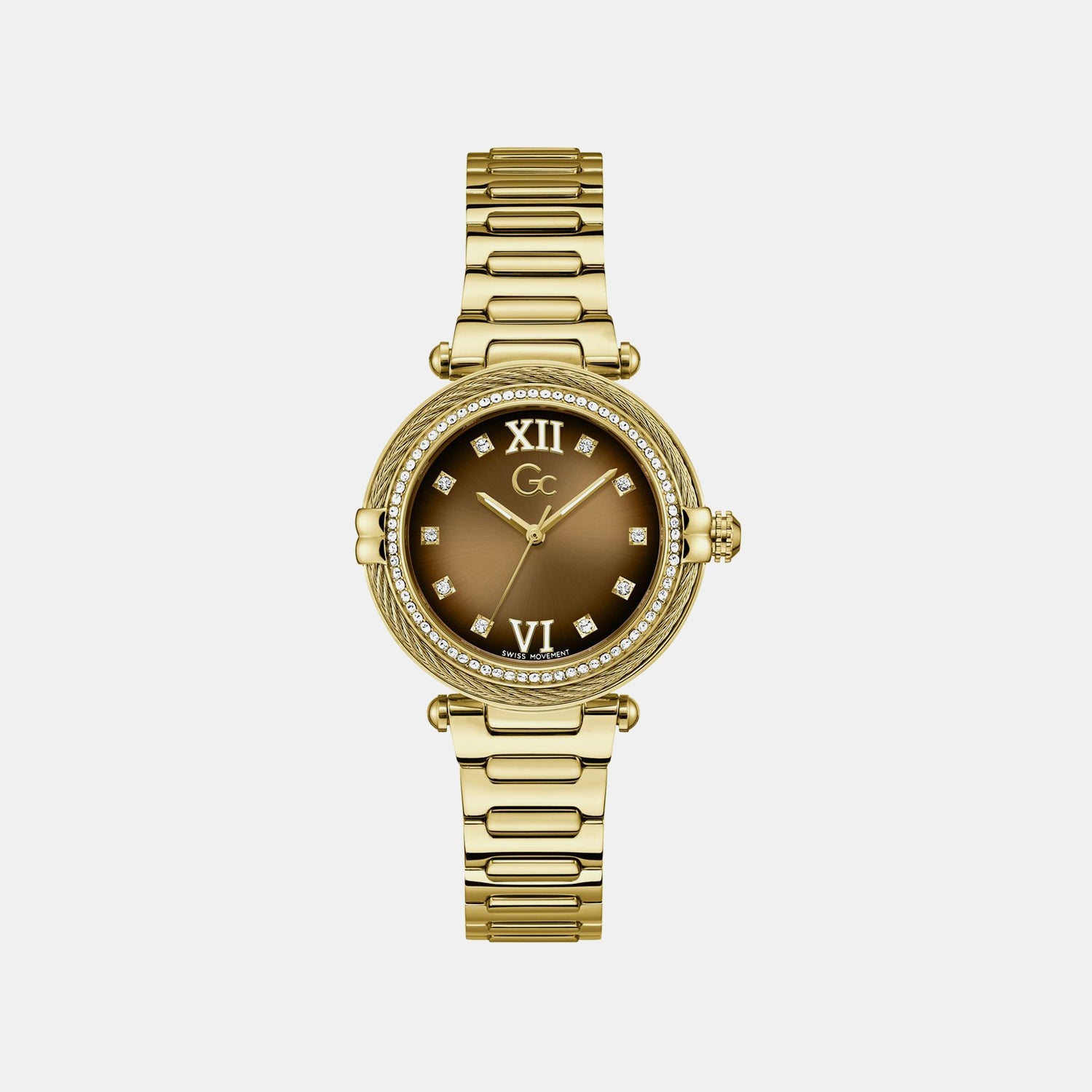 Gc Sportchic Women Quartz Brown Dial Analog Stainless Steel Watch Z52005L4